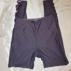 Marika Women's Active Wear Leggings w/ Criss Cross Design at Ankle - Purple 233